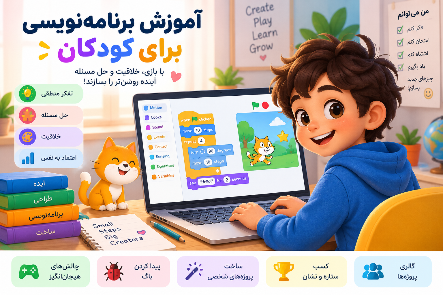 آموزش برنامهنویسی برای کودکان با بازی و محیط بلوکی شبیه اسکرچ